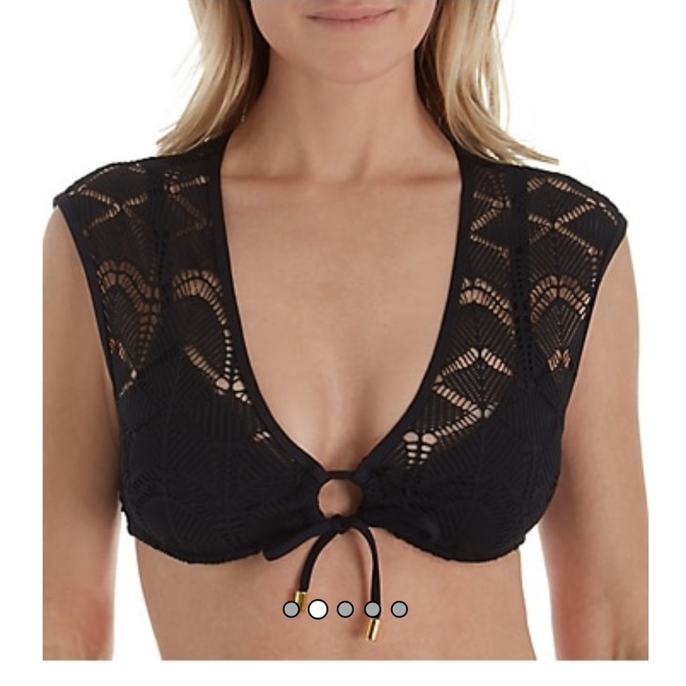 La Blanca Black Crochet Mesh Bikini Set